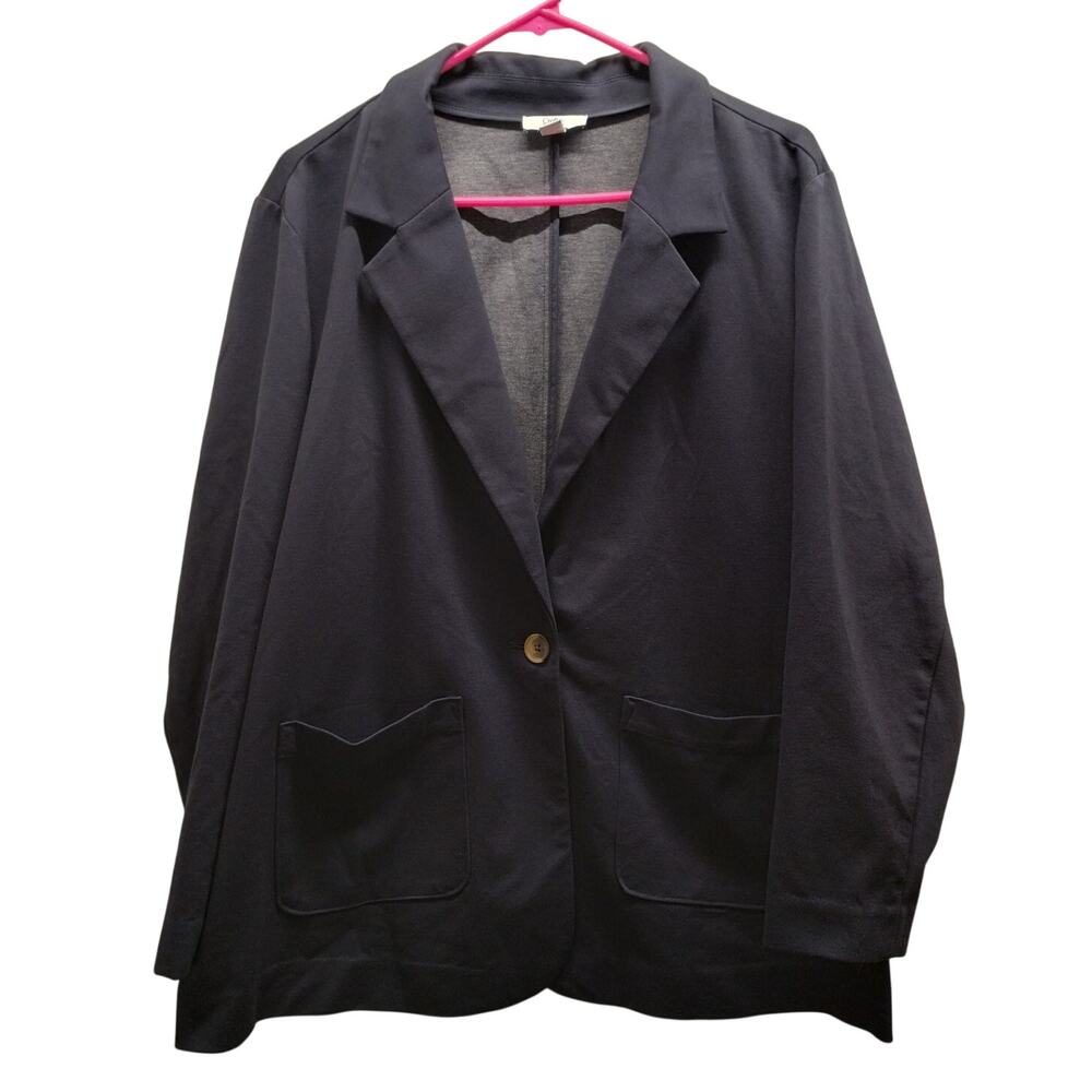 Croft & Barrow Women's Blazer Size Petite XXL Navy Blue Soft Stretch Jacket